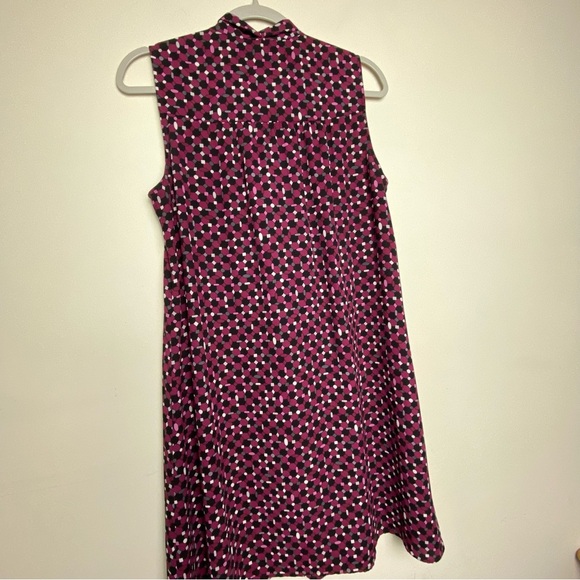 CECE Dress Womens Size 8 Tie Neck Sleeveless Geo Print Maroon Black Corpcore - Picture 6 of 11